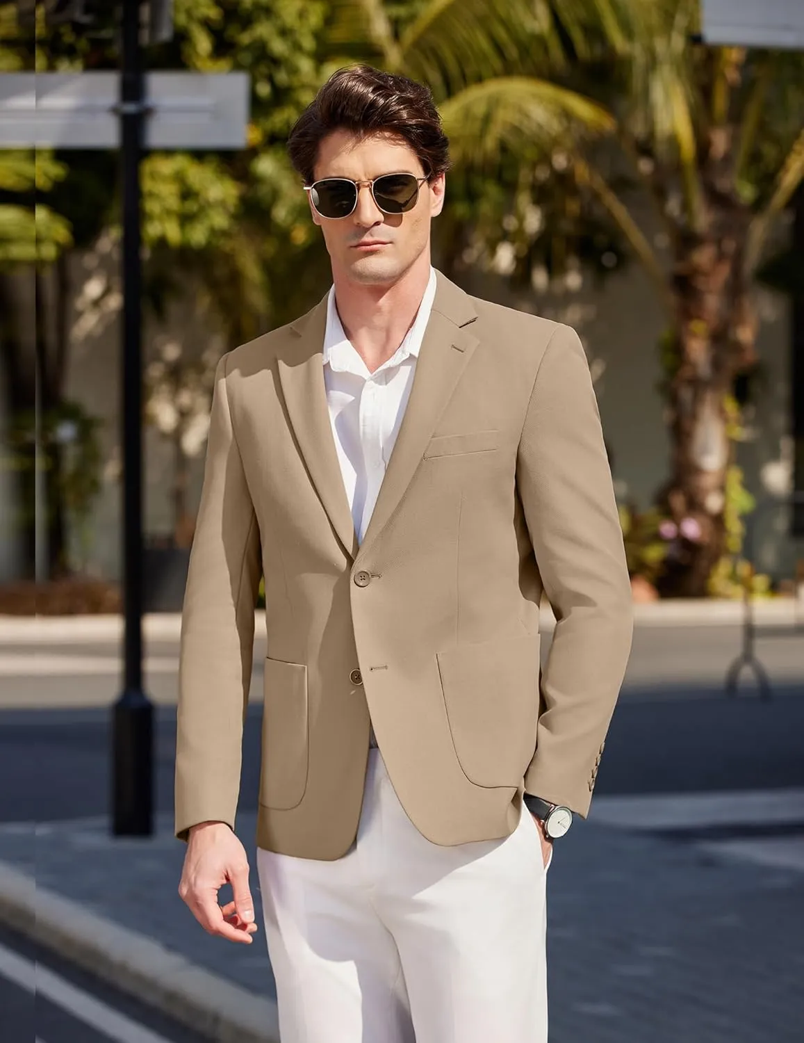 COOFANDY Mens Casual Blazer Sport Coat Two Buttons Lightweight Knit Suit Jackets