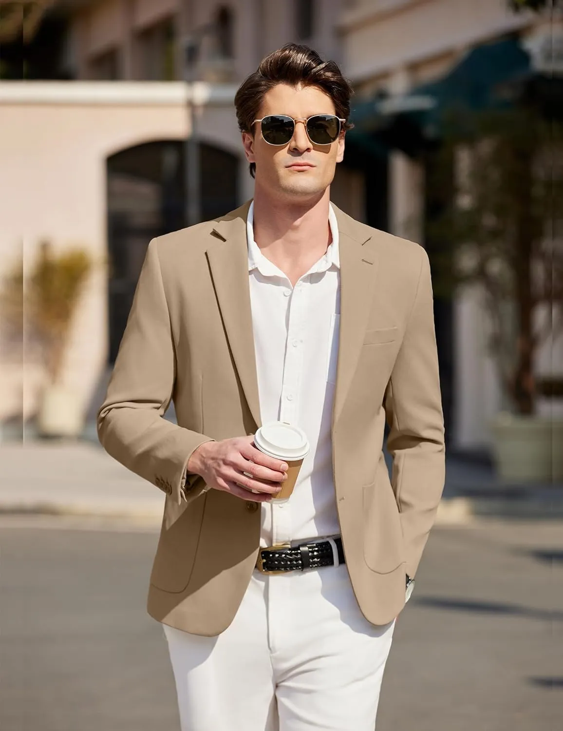 COOFANDY Mens Casual Blazer Sport Coat Two Buttons Lightweight Knit Suit Jackets