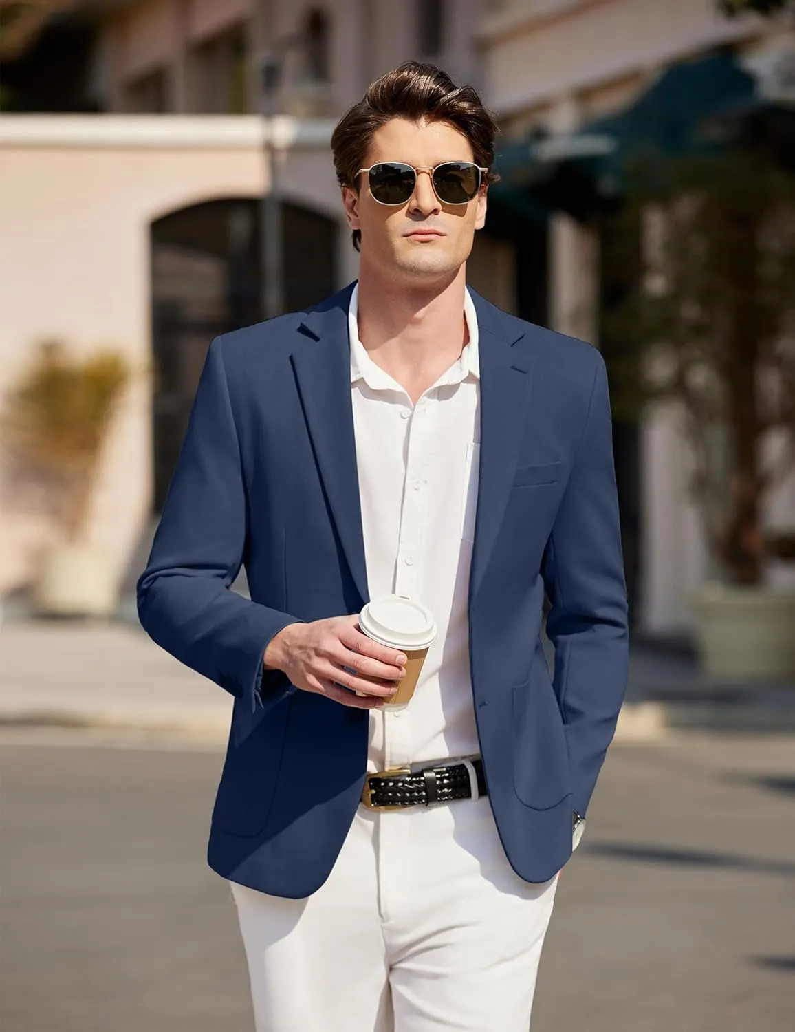 COOFANDY Mens Casual Blazer Sport Coat Two Buttons Lightweight Knit Suit Jackets