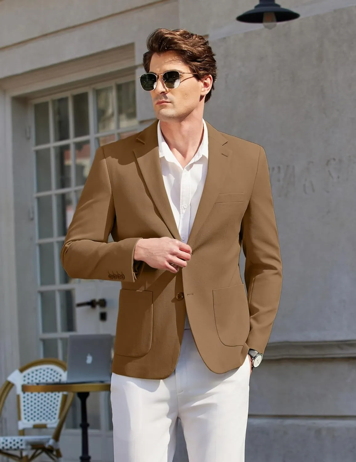 COOFANDY Mens Casual Blazer Sport Coat Two Buttons Lightweight Knit Suit Jackets