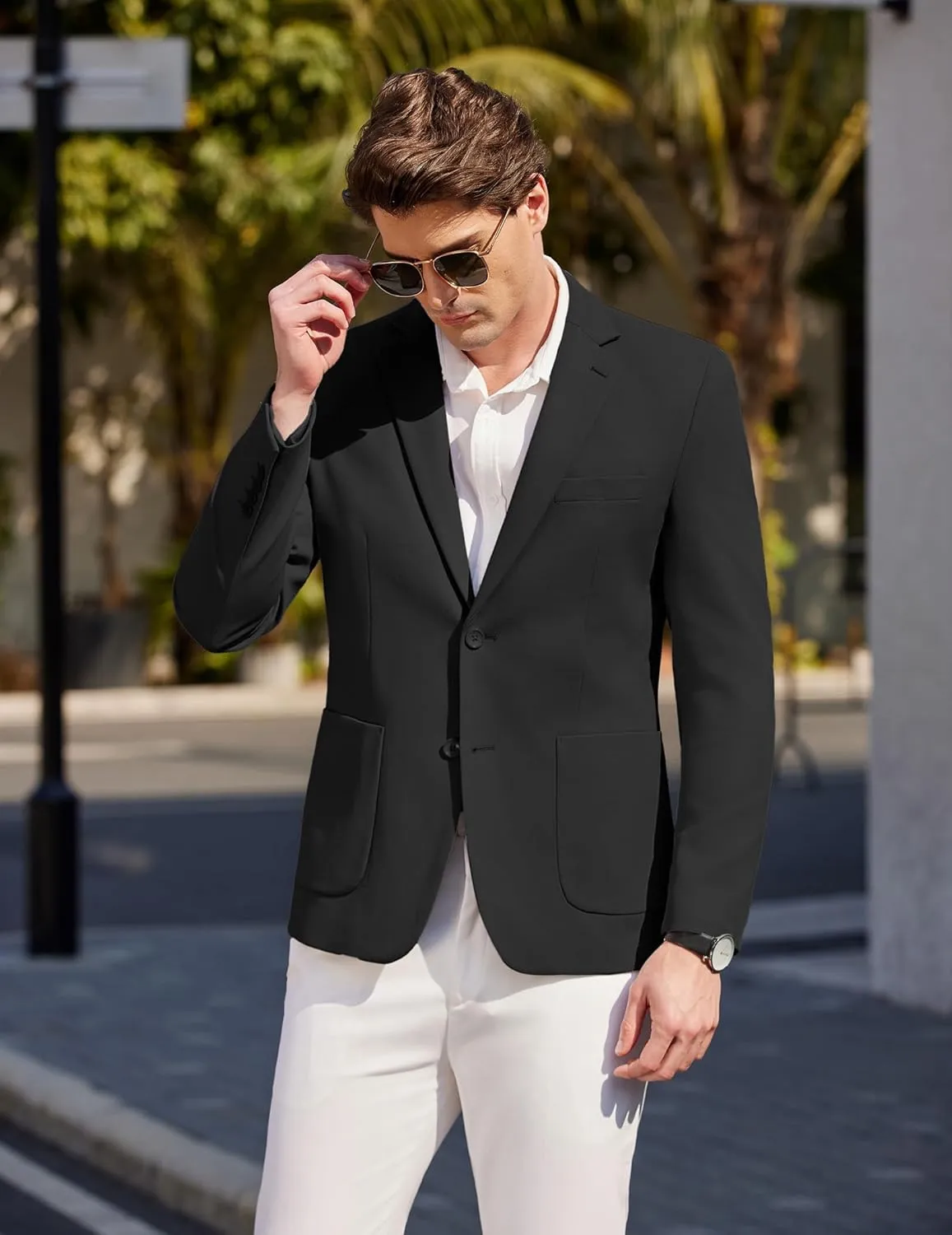 COOFANDY Mens Casual Blazer Sport Coat Two Buttons Lightweight Knit Suit Jackets
