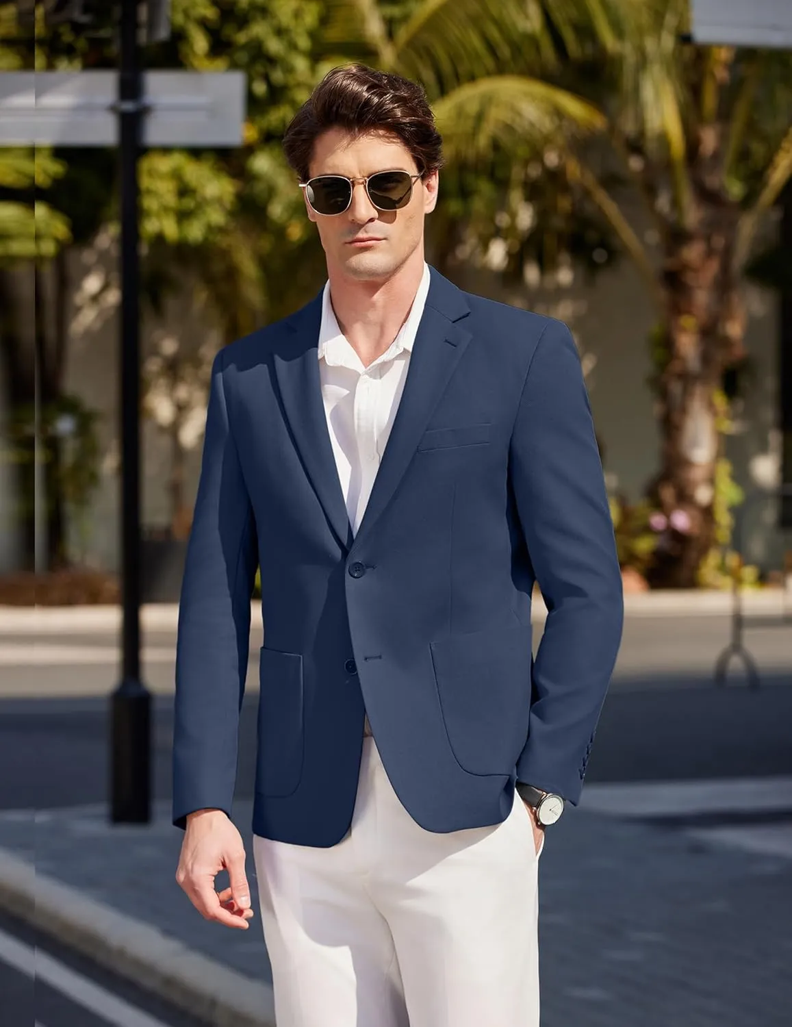 COOFANDY Mens Casual Blazer Sport Coat Two Buttons Lightweight Knit Suit Jackets