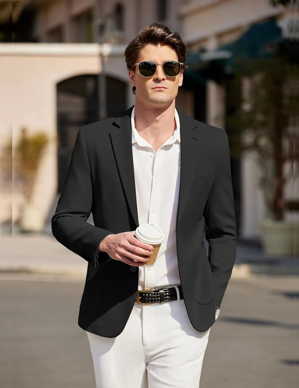 COOFANDY Mens Casual Blazer Sport Coat Two Buttons Lightweight Knit Suit Jackets