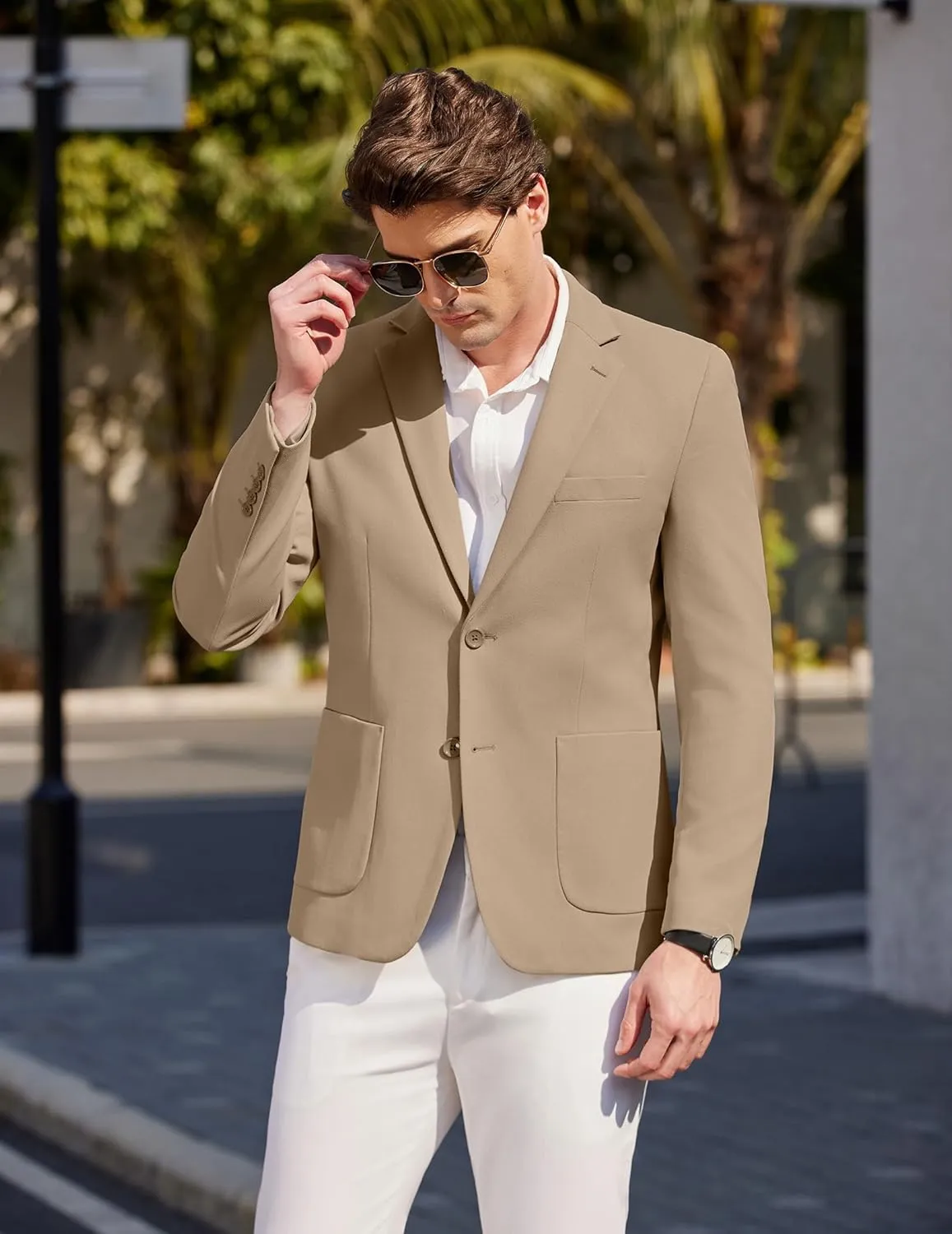 COOFANDY Mens Casual Blazer Sport Coat Two Buttons Lightweight Knit Suit Jackets