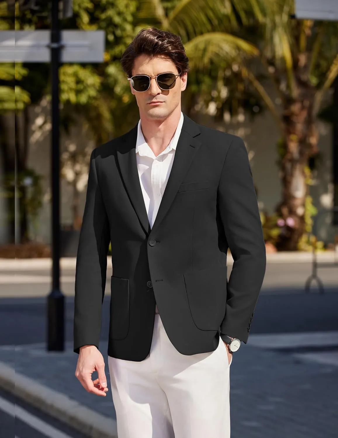 COOFANDY Mens Casual Blazer Sport Coat Two Buttons Lightweight Knit Suit Jackets