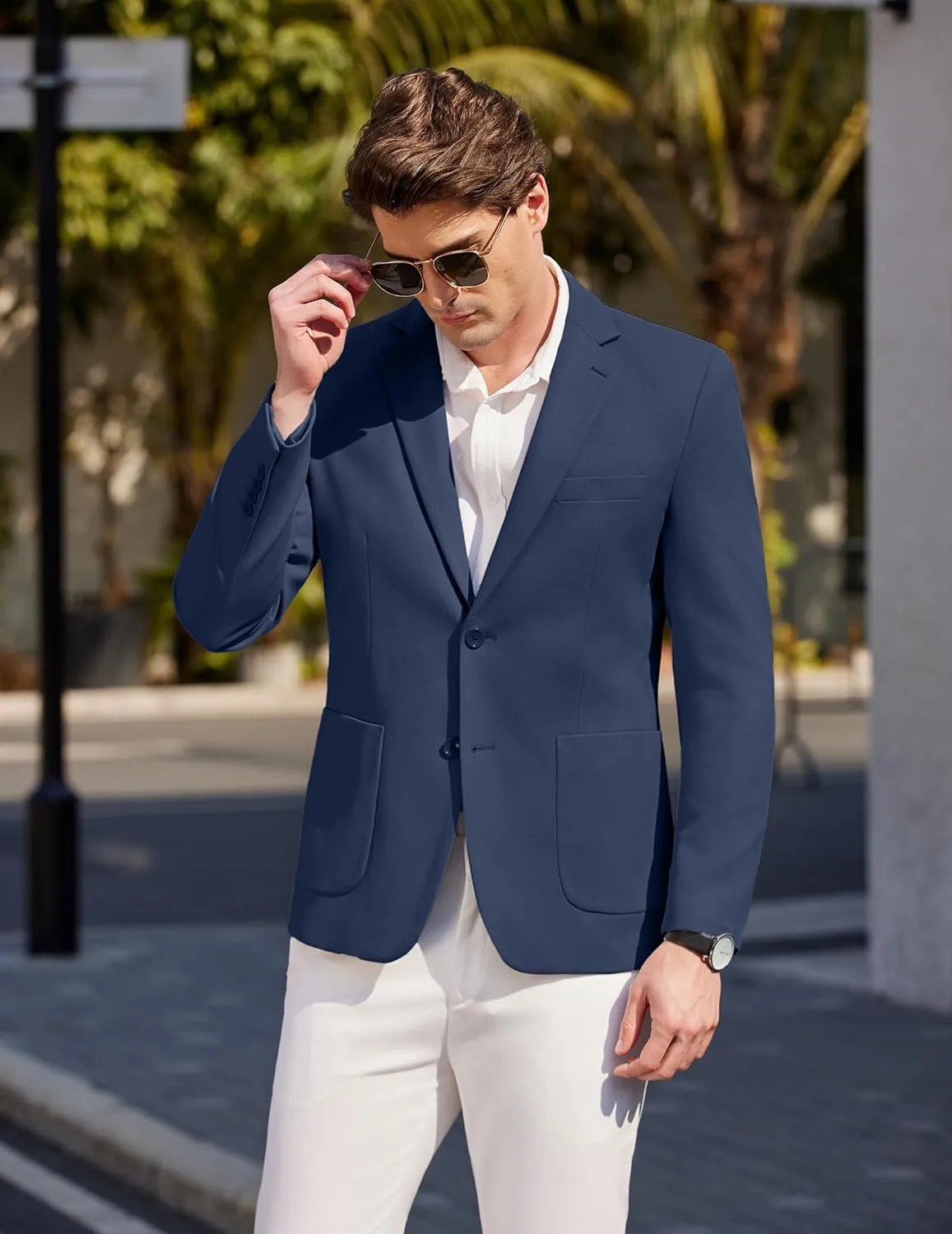 COOFANDY Mens Casual Blazer Sport Coat Two Buttons Lightweight Knit Suit Jackets