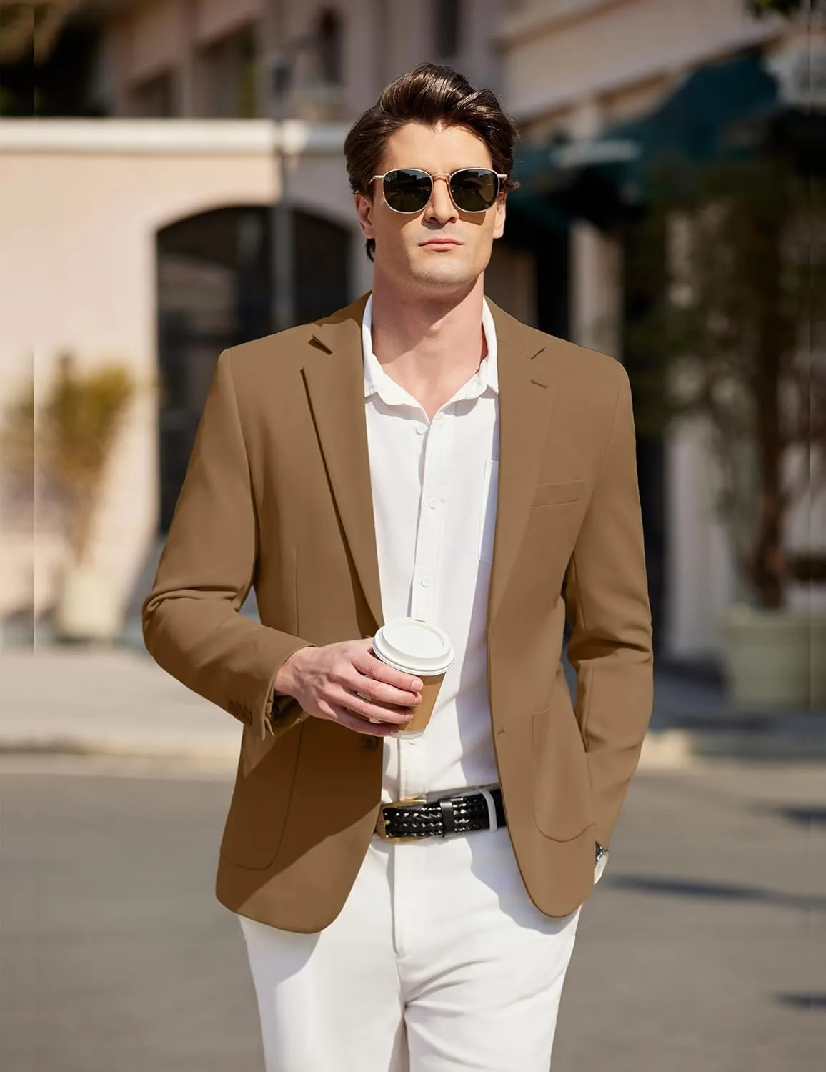 COOFANDY Mens Casual Blazer Sport Coat Two Buttons Lightweight Knit Suit Jackets