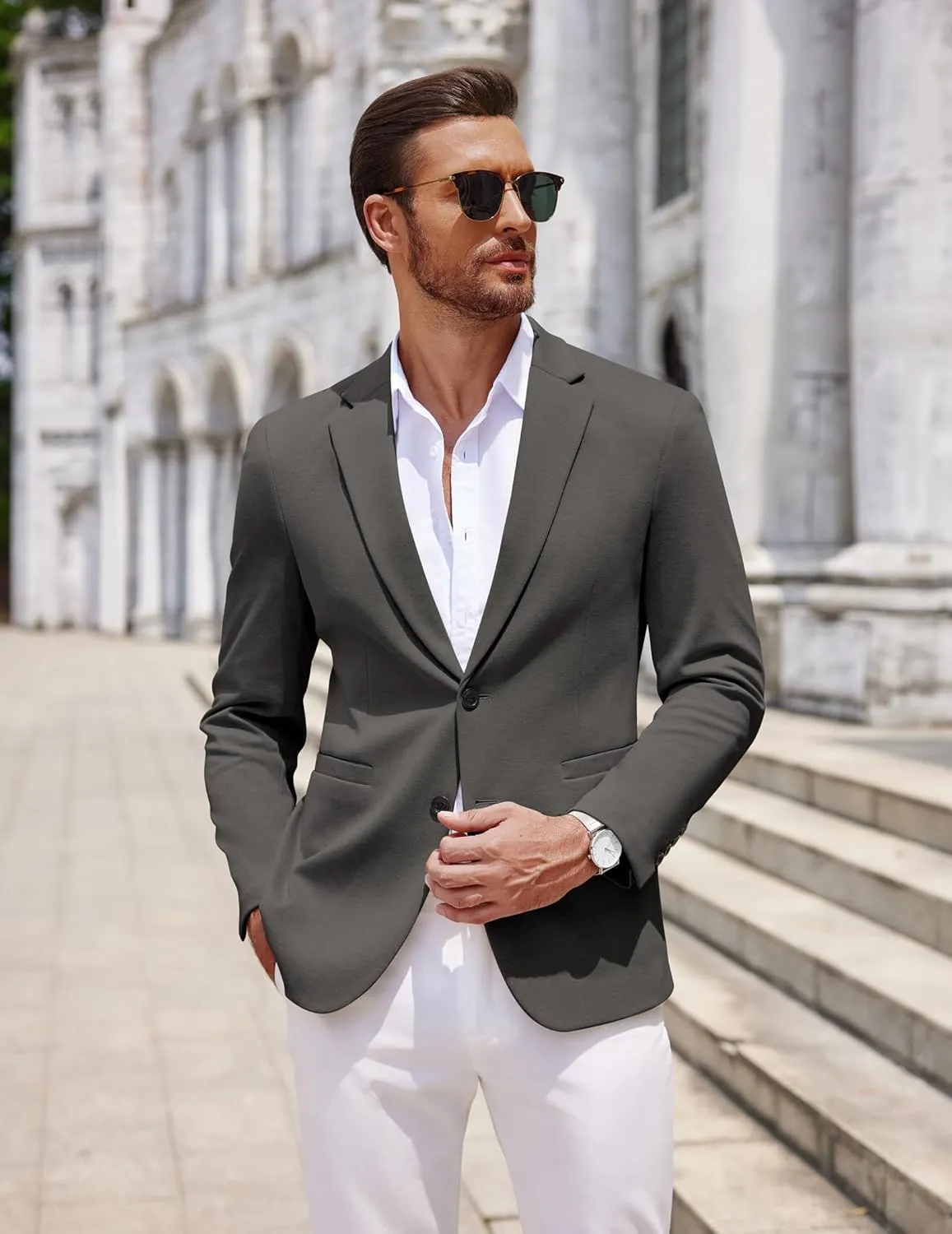 COOFANDY Men's Casual Knit Blazer Two Button Lightweight Sport Coats Suit Jacket