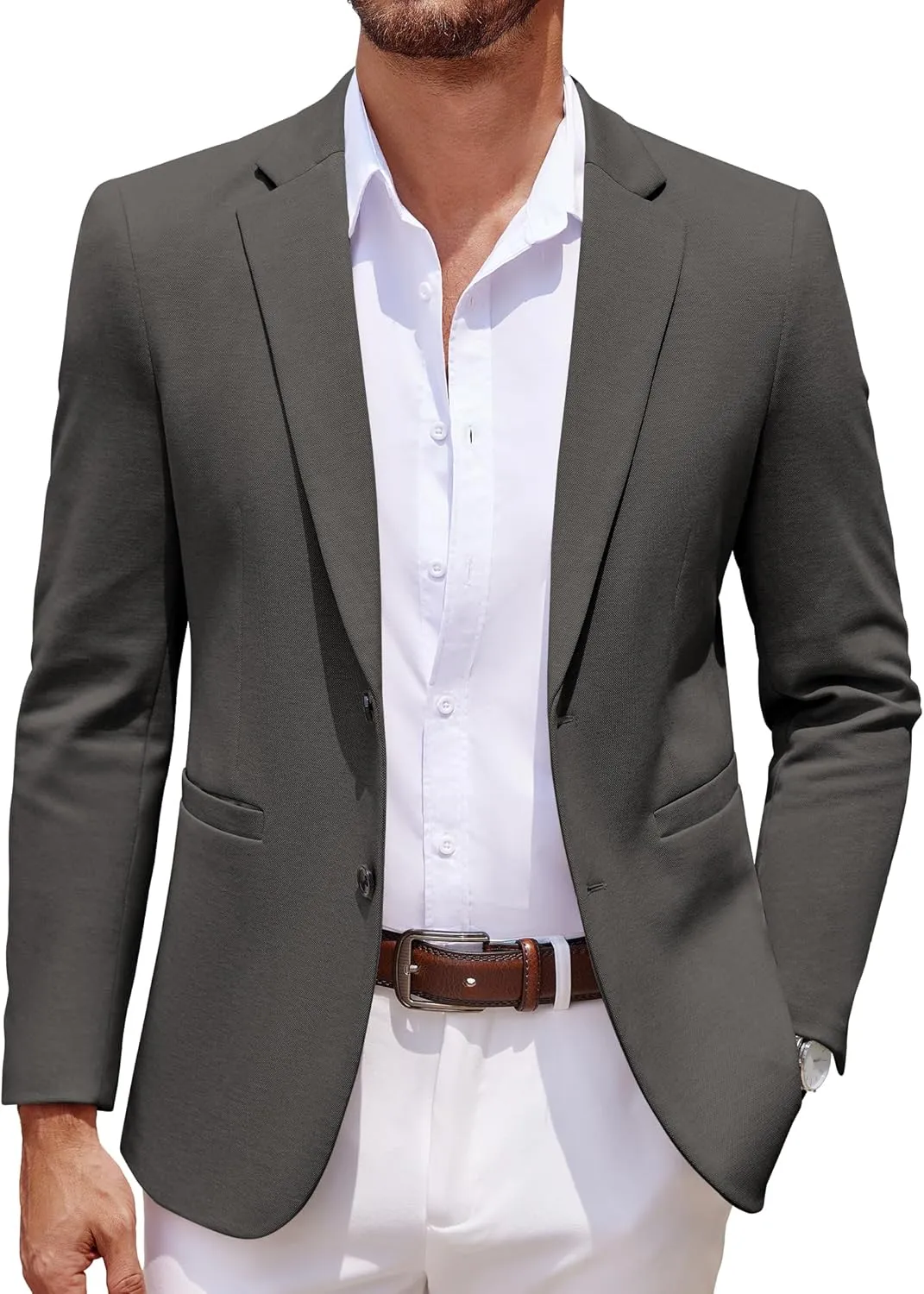 COOFANDY Men's Casual Knit Blazer Two Button Lightweight Sport Coats Suit Jacket