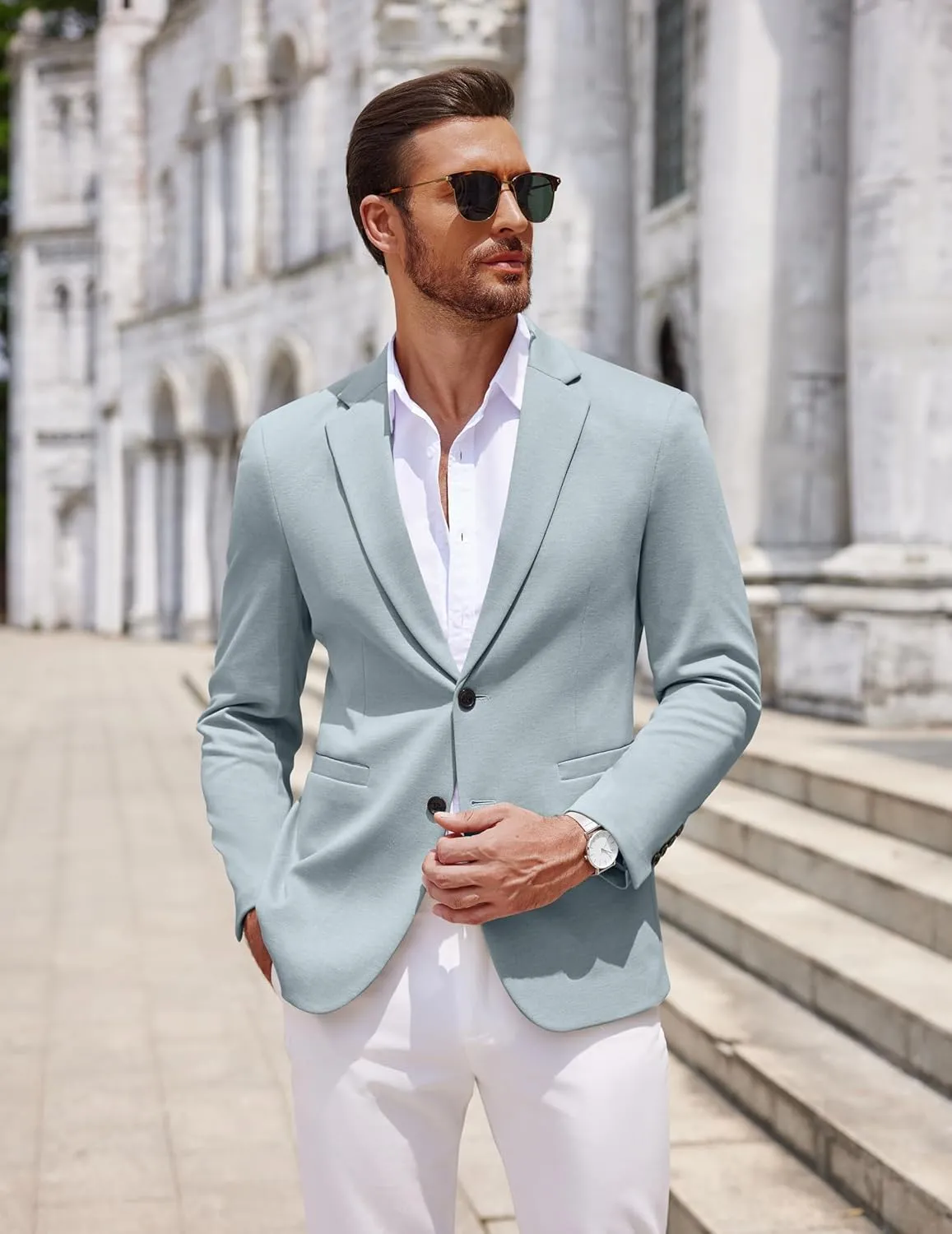 COOFANDY Men's Casual Knit Blazer Two Button Lightweight Sport Coats Suit Jacket