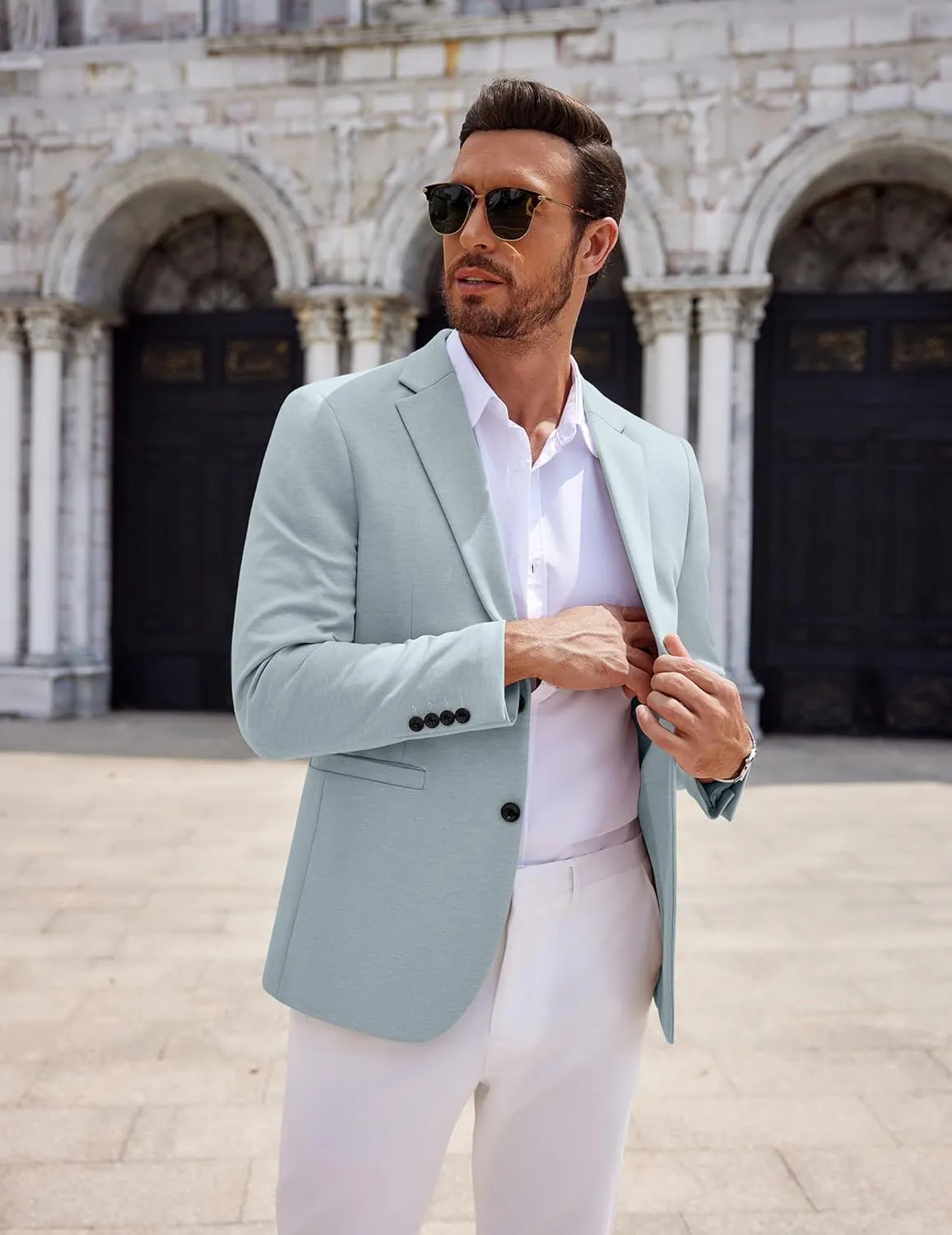 COOFANDY Men's Casual Knit Blazer Two Button Lightweight Sport Coats Suit Jacket