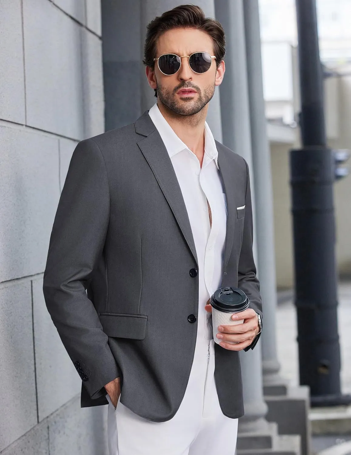 COOFANDY Mens Causal Blazer Two Button Suit Jackets Lightweight Slim Fit Sports Coats