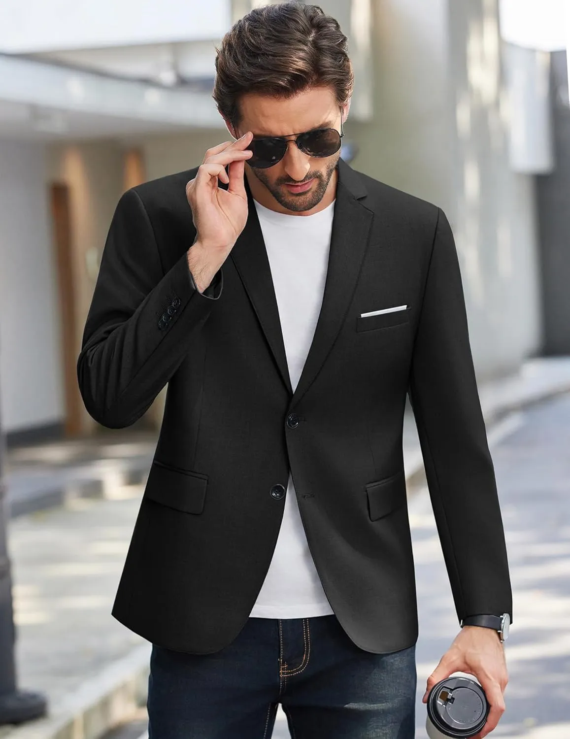 COOFANDY Mens Causal Blazer Two Button Suit Jackets Lightweight Slim Fit Sports Coats