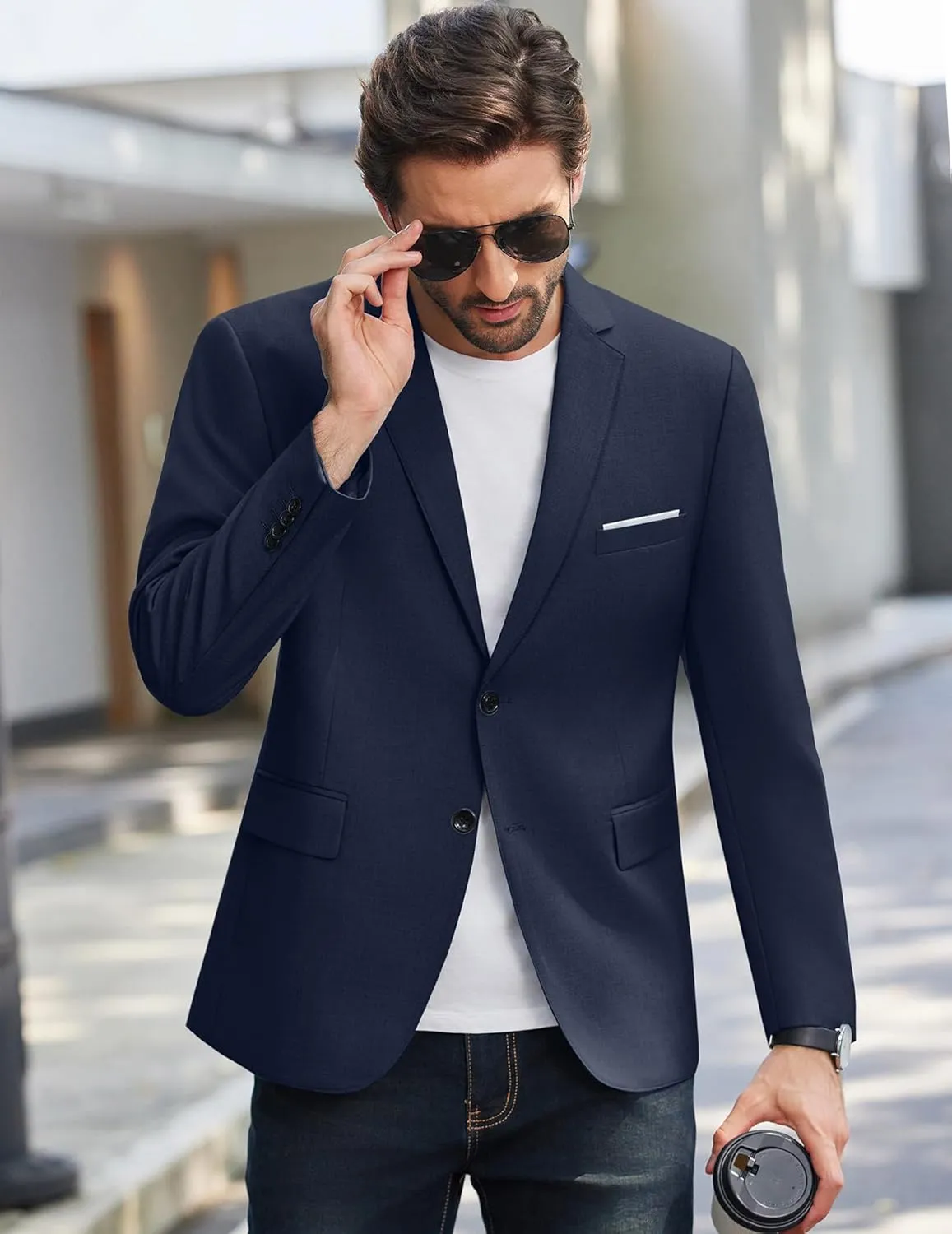 COOFANDY Mens Causal Blazer Two Button Suit Jackets Lightweight Slim Fit Sports Coats