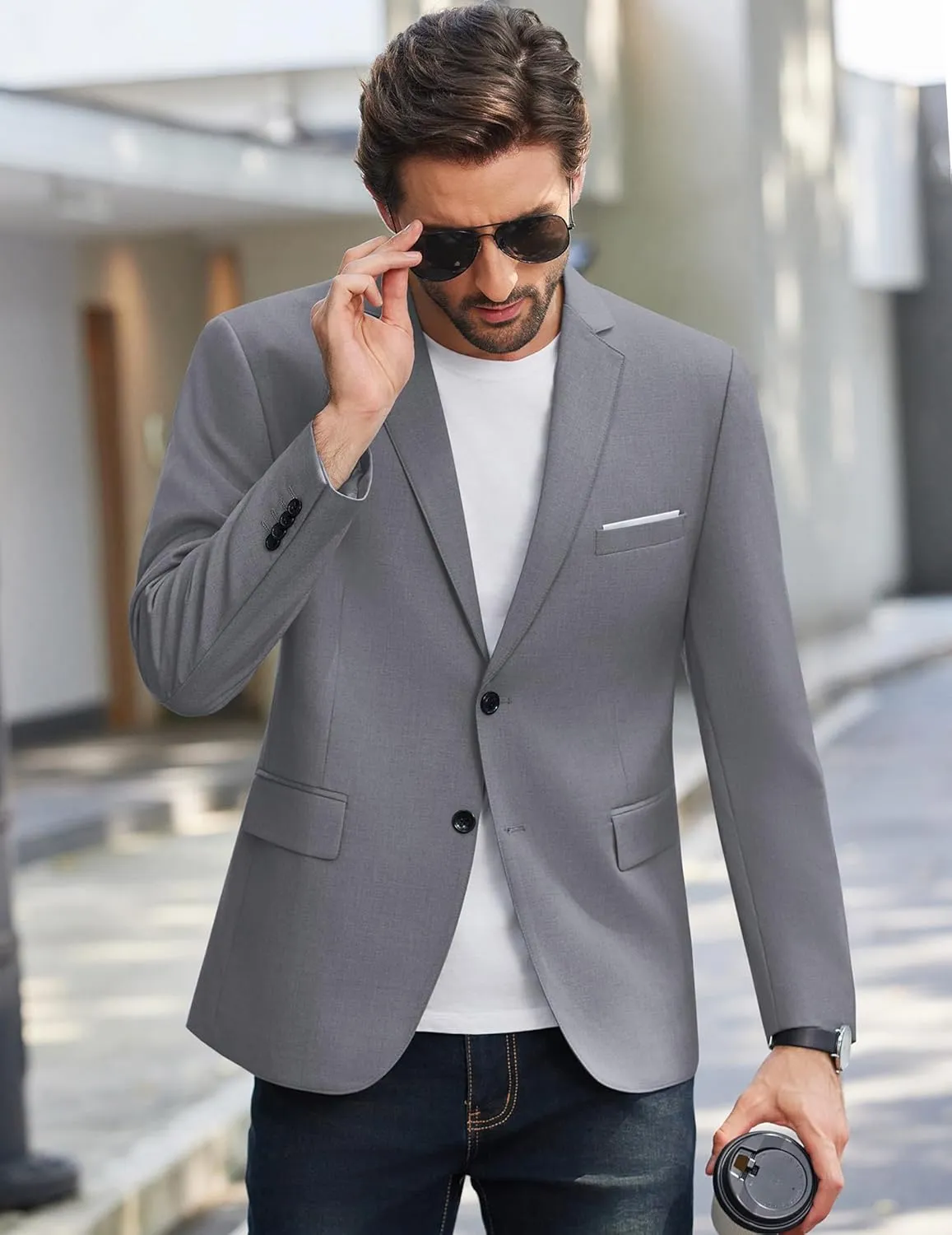 COOFANDY Mens Causal Blazer Two Button Suit Jackets Lightweight Slim Fit Sports Coats