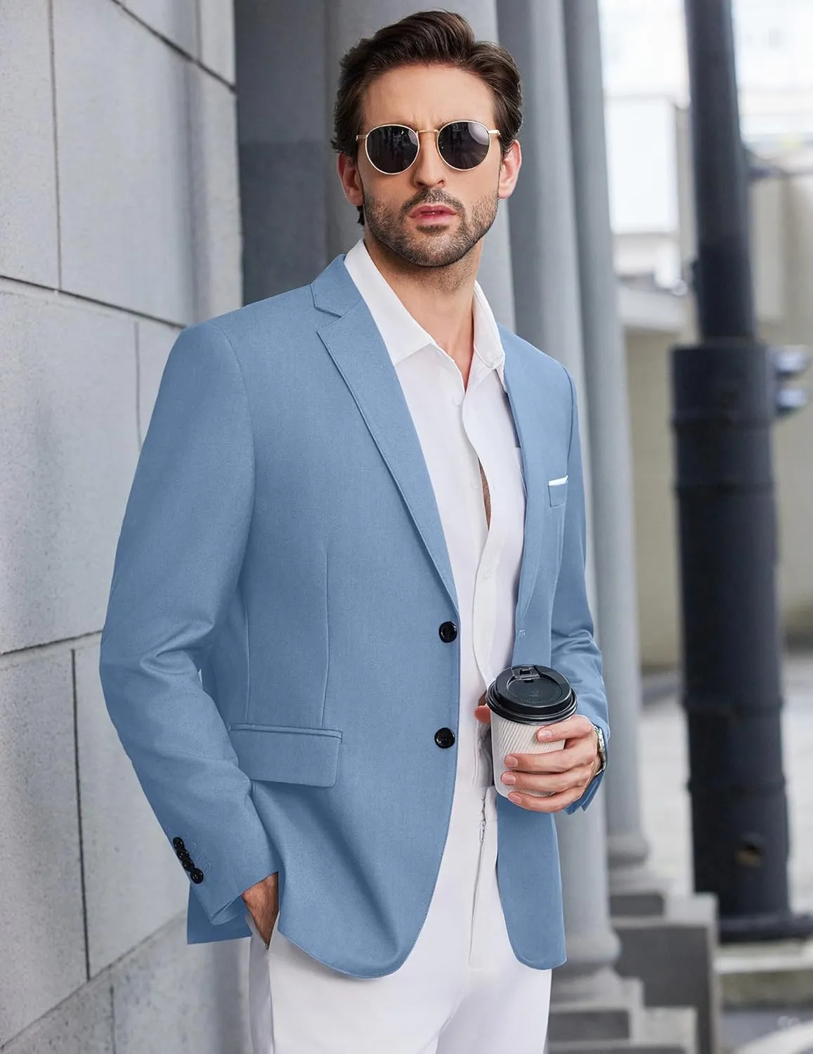 COOFANDY Mens Causal Blazer Two Button Suit Jackets Lightweight Slim Fit Sports Coats