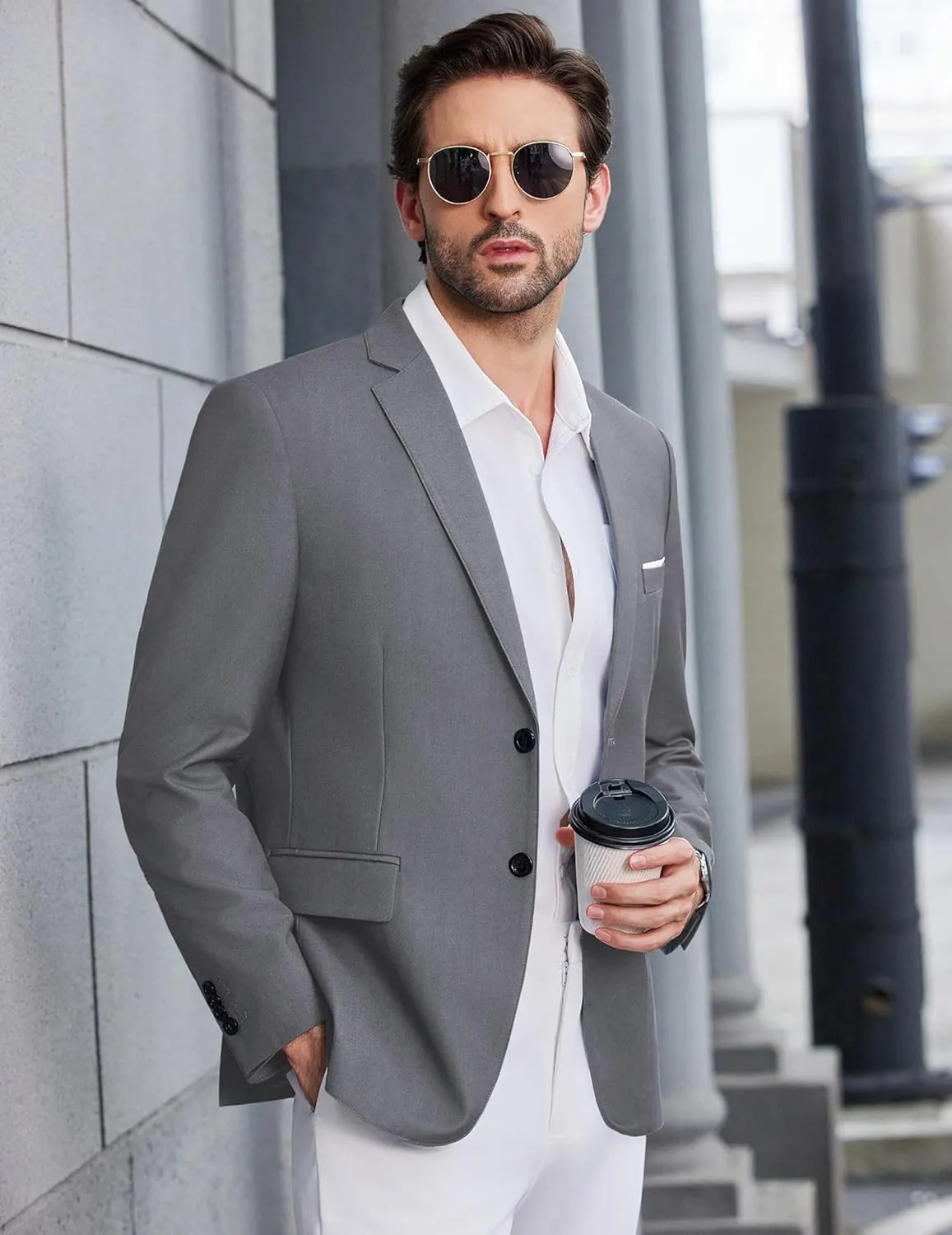 COOFANDY Mens Causal Blazer Two Button Suit Jackets Lightweight Slim Fit Sports Coats