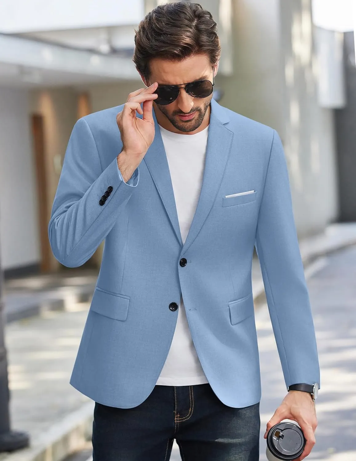 COOFANDY Mens Causal Blazer Two Button Suit Jackets Lightweight Slim Fit Sports Coats