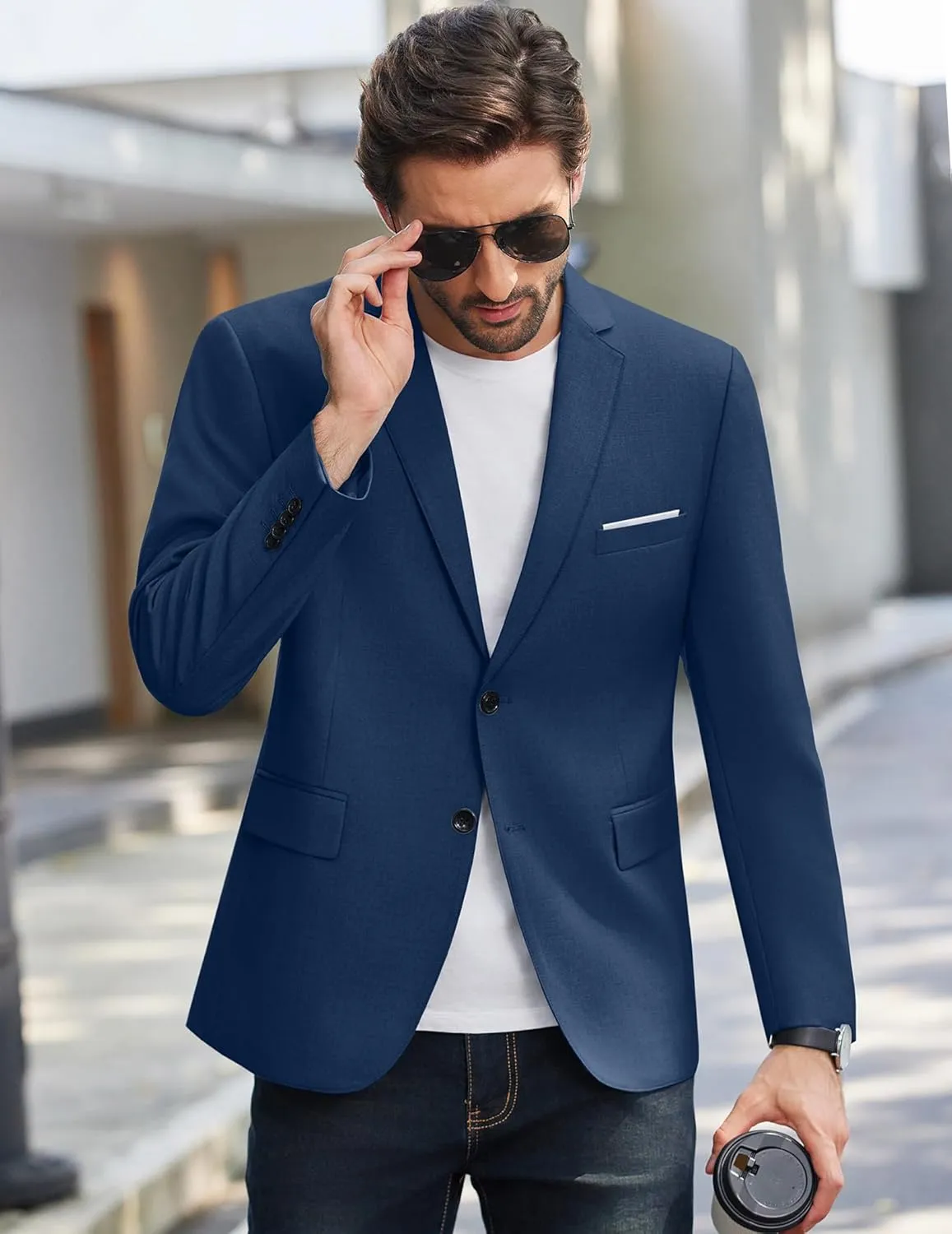 COOFANDY Mens Causal Blazer Two Button Suit Jackets Lightweight Slim Fit Sports Coats