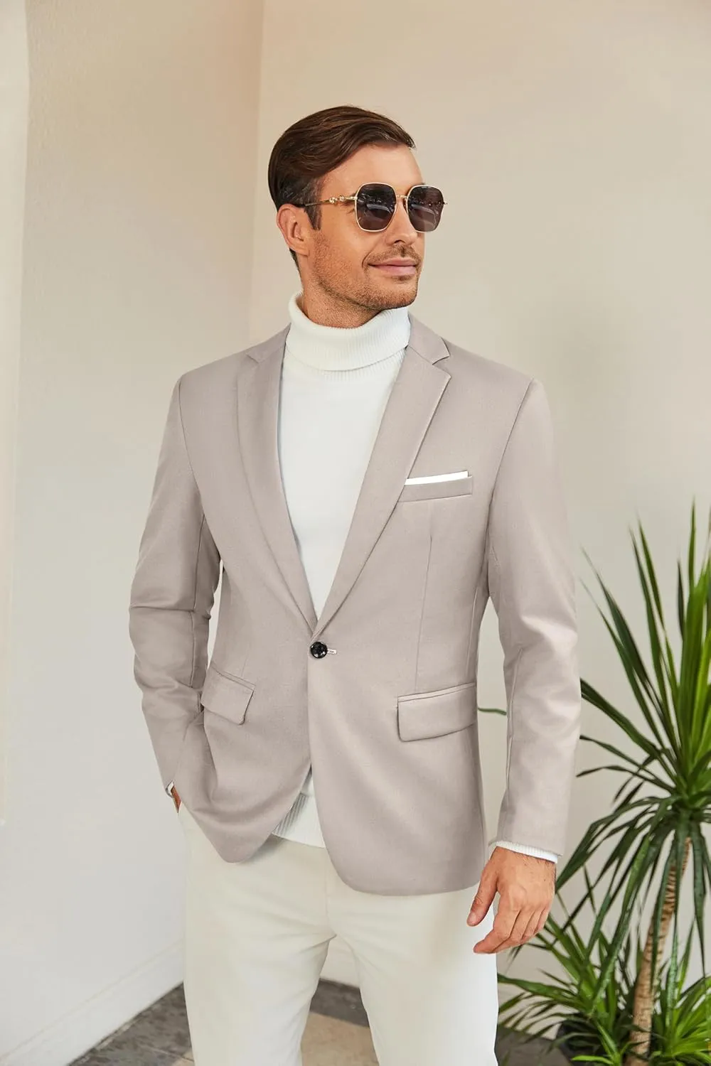 COOFANDY Men's Slim Fit Casual Blazers Lightweight Sport Coats One Button Suit Jackets
