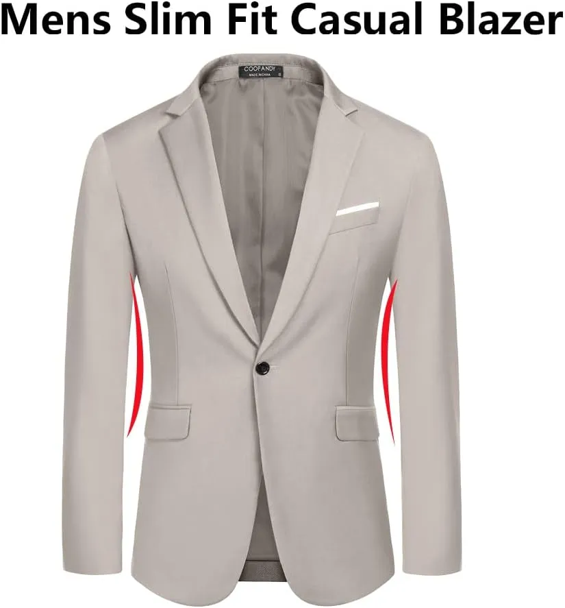 COOFANDY Men's Slim Fit Casual Blazers Lightweight Sport Coats One Button Suit Jackets