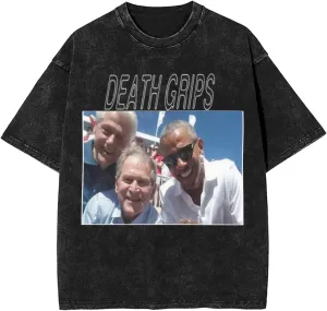 Death Rock Grips Band Vintage Oversized T Shirt Summer Round Neckline Short Sleeves Shirts for Mens Womens