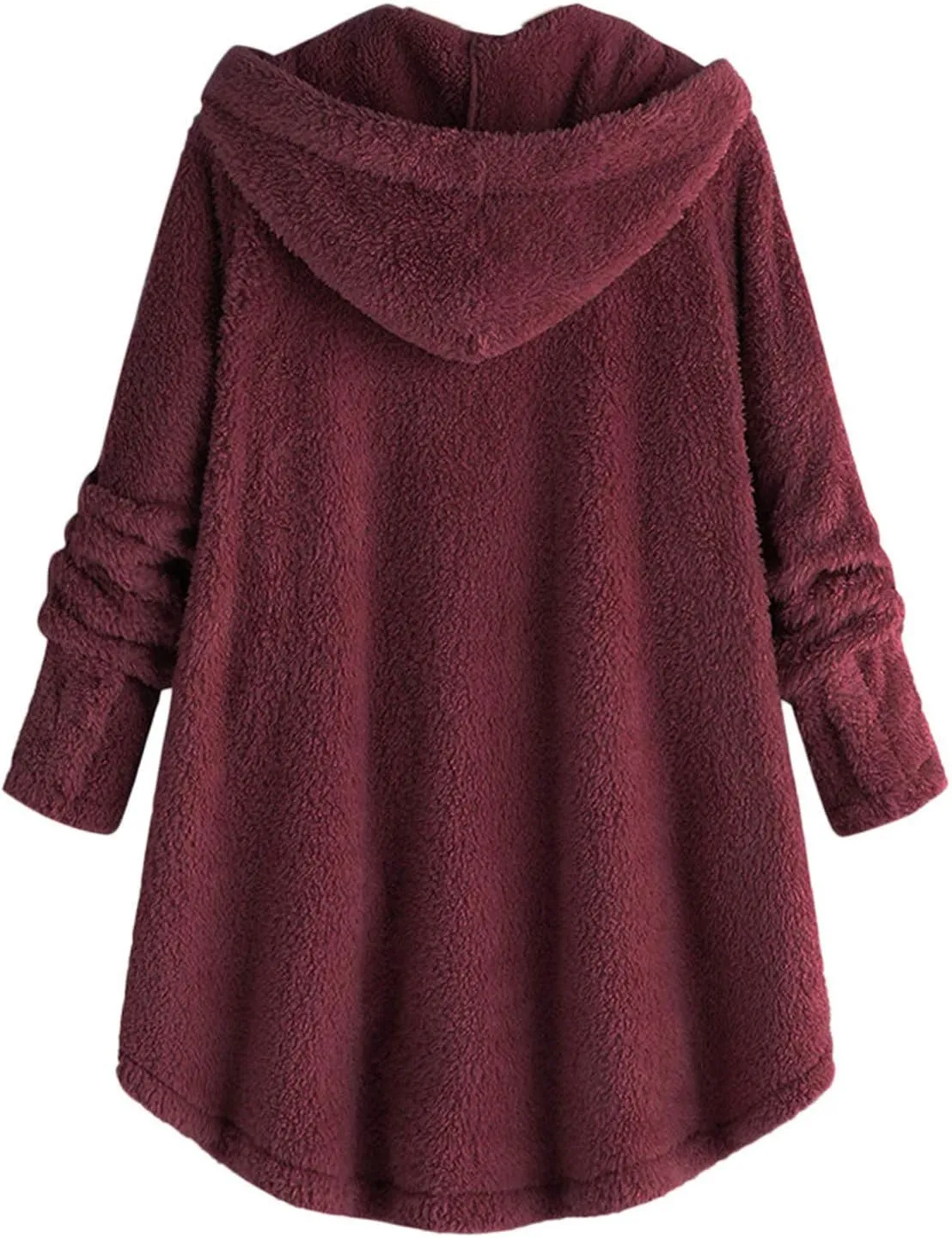 DOLKFU Women's Sherpa Hoodies Coats Button Outwear Jackets Fuzzy Fleece Trench Long Jacket 2022 Fall Winter Cute Hooded