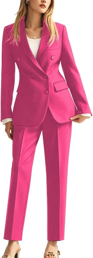Double Breasted Womens Pant Suit Notch Lapel Women Suits for Work Professional