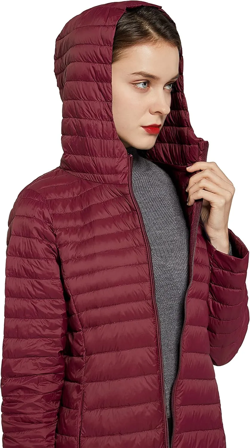 ELEZAY Women's Packable Down Jacket Mid Length Lightweight Puffer Coats Quilted