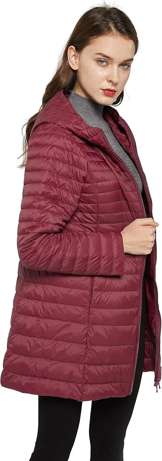 ELEZAY Women's Packable Down Jacket Mid Length Lightweight Puffer Coats Quilted