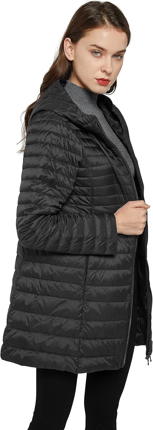 ELEZAY Women's Packable Down Jacket Mid Length Lightweight Puffer Coats Quilted