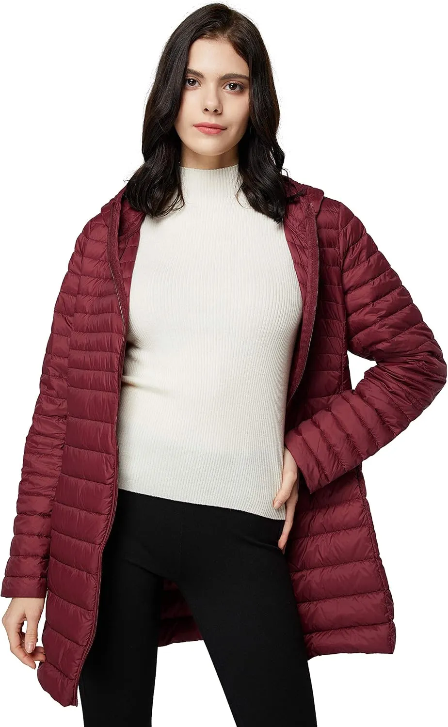 ELEZAY Women's Packable Down Jacket Mid Length Lightweight Puffer Coats Quilted