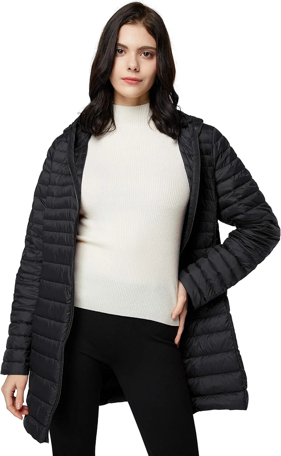 ELEZAY Women's Packable Down Jacket Mid Length Lightweight Puffer Coats Quilted