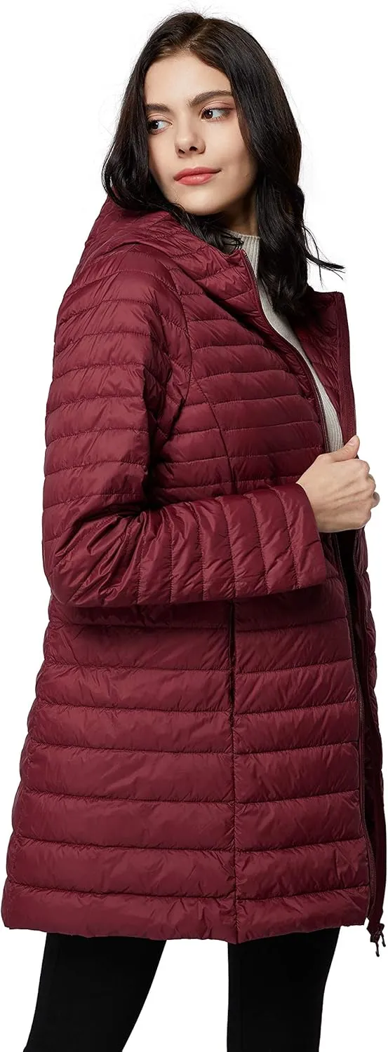 ELEZAY Women's Packable Down Jacket Mid Length Lightweight Puffer Coats Quilted