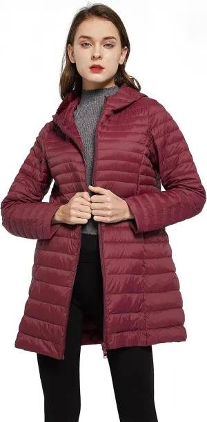 ELEZAY Women's Packable Down Jacket Mid Length Lightweight Puffer Coats Quilted