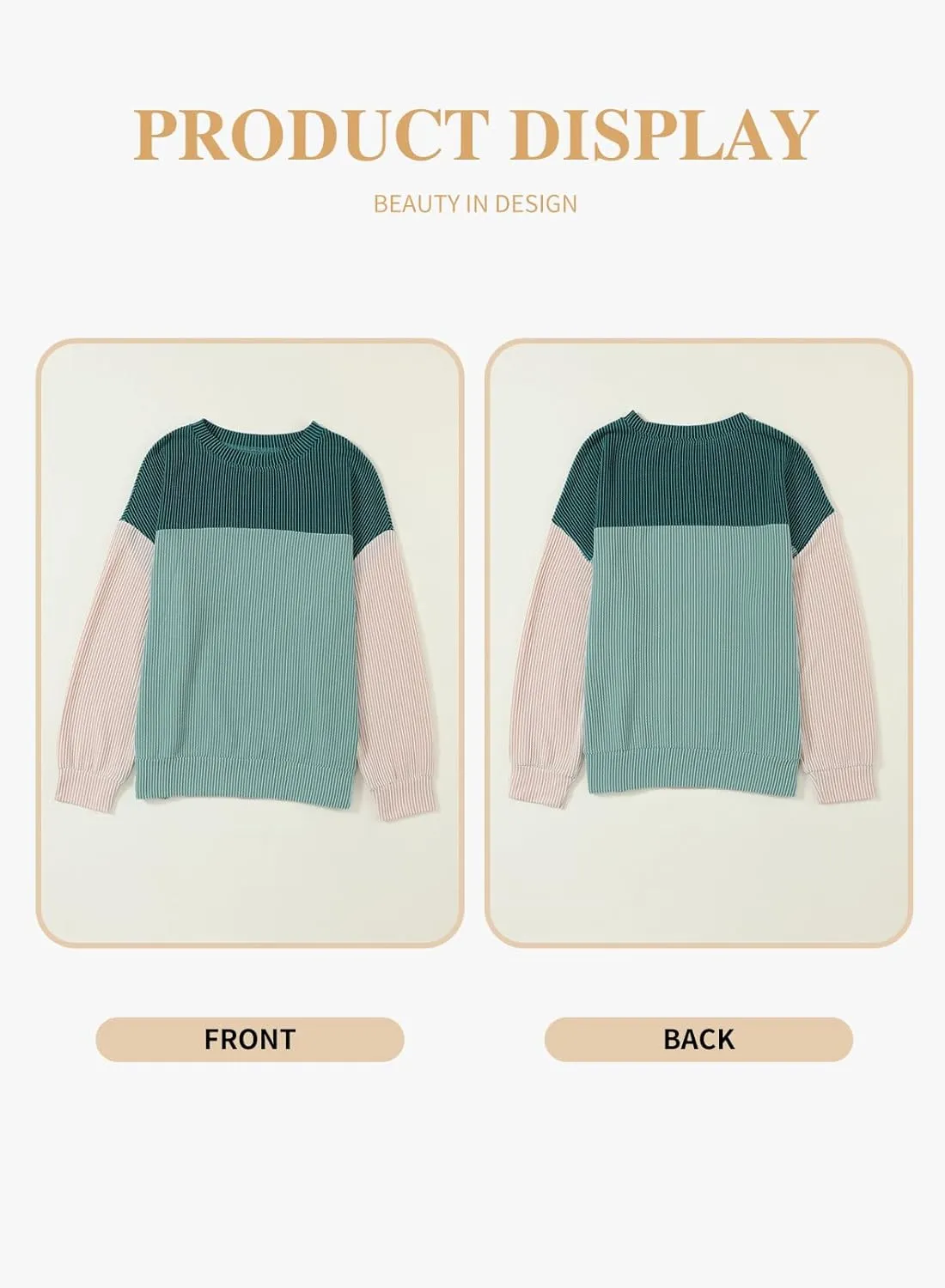 Eytino Plus Size Sweatshirt for Women Striped Colorblock Long Sleeve Crewneck Casual Loose Pullover Shirt Top(1X-5X)