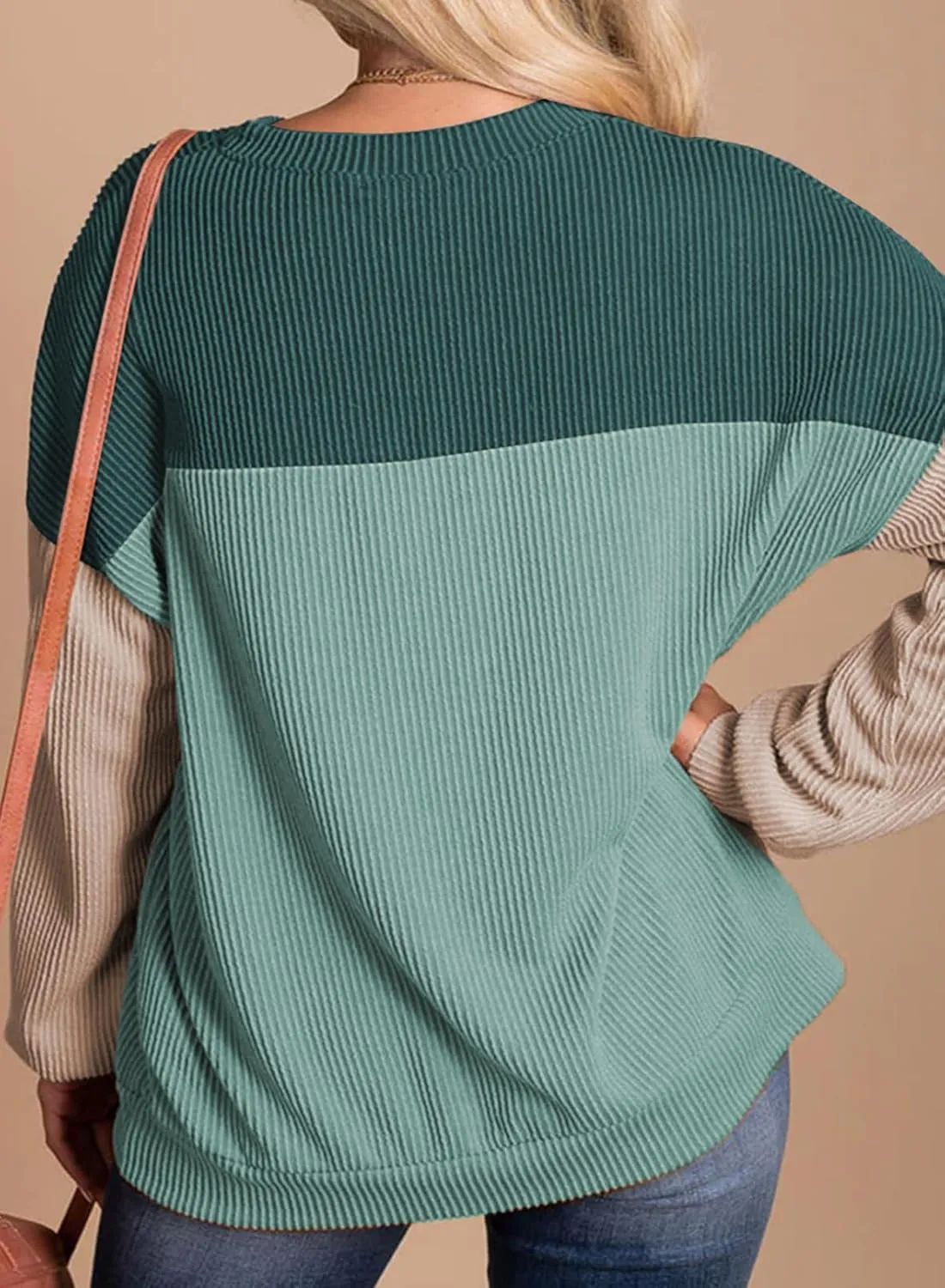 Eytino Plus Size Sweatshirt for Women Striped Colorblock Long Sleeve Crewneck Casual Loose Pullover Shirt Top(1X-5X)