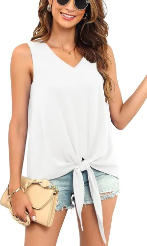 Fall Dressy Chiffon Blouses for Women V Neck Tie Front 3/4 Sleeve Tops Business Casual Office Work Loose Top Shirts