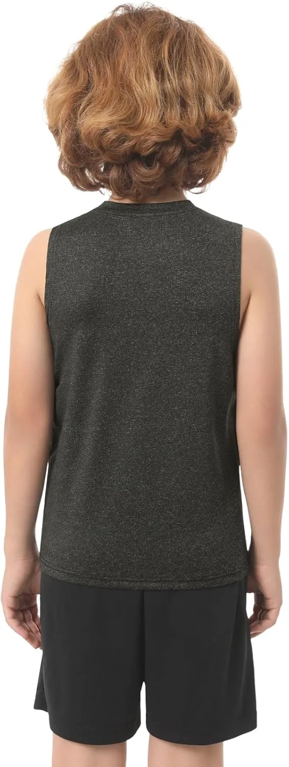 Femdouce 5 Pack Boys Workout Sleeveless Tank Tops Athletic Quick Dry Shirt Comfort Tagless Boy Tank Top Undershirts