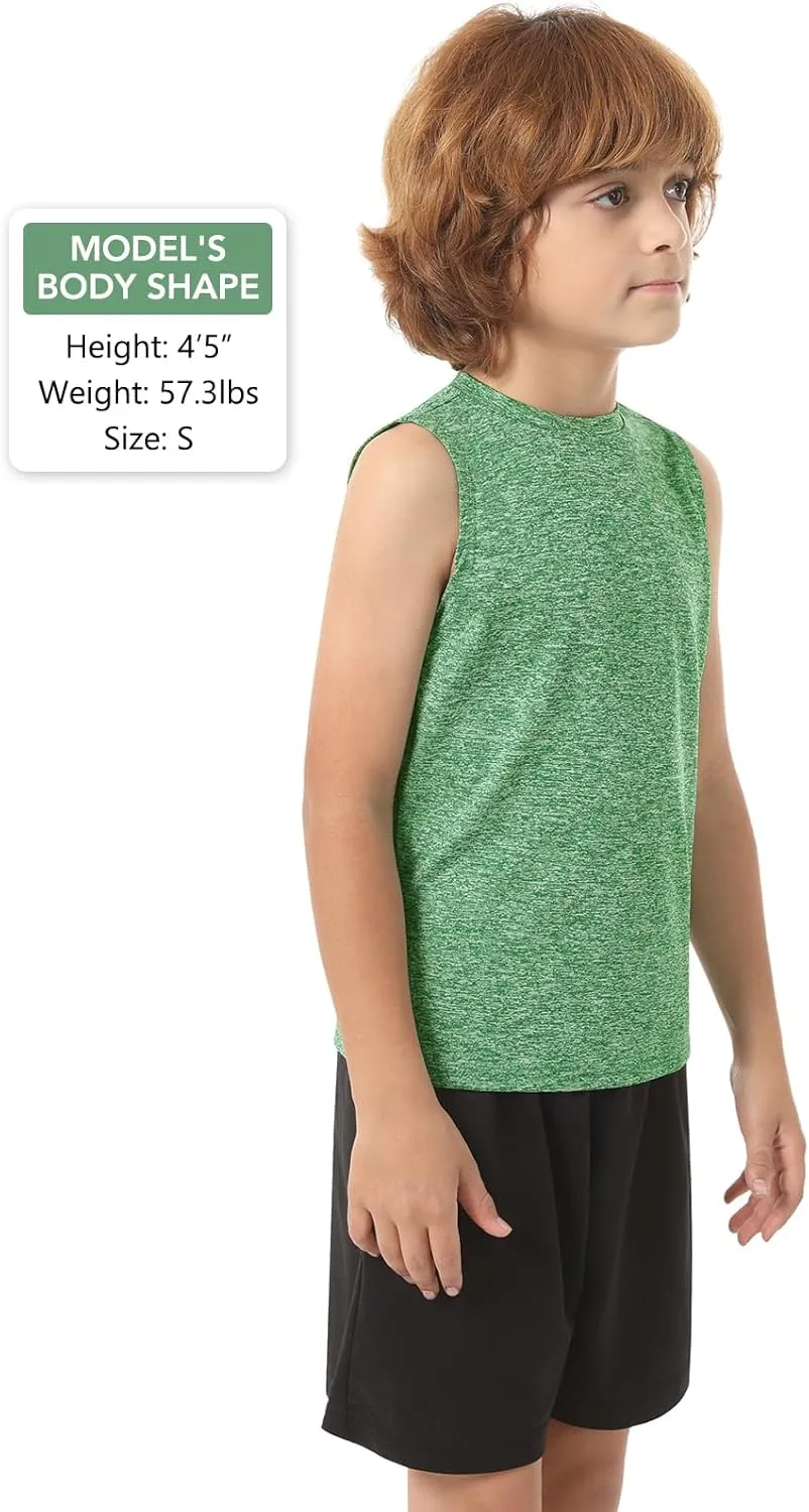 Femdouce 5 Pack Boys Workout Sleeveless Tank Tops Athletic Quick Dry Shirt Comfort Tagless Boy Tank Top Undershirts