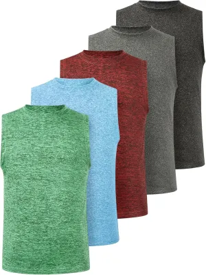 Femdouce 5 Pack Boys Workout Sleeveless Tank Tops Athletic Quick Dry Shirt Comfort Tagless Boy Tank Top Undershirts