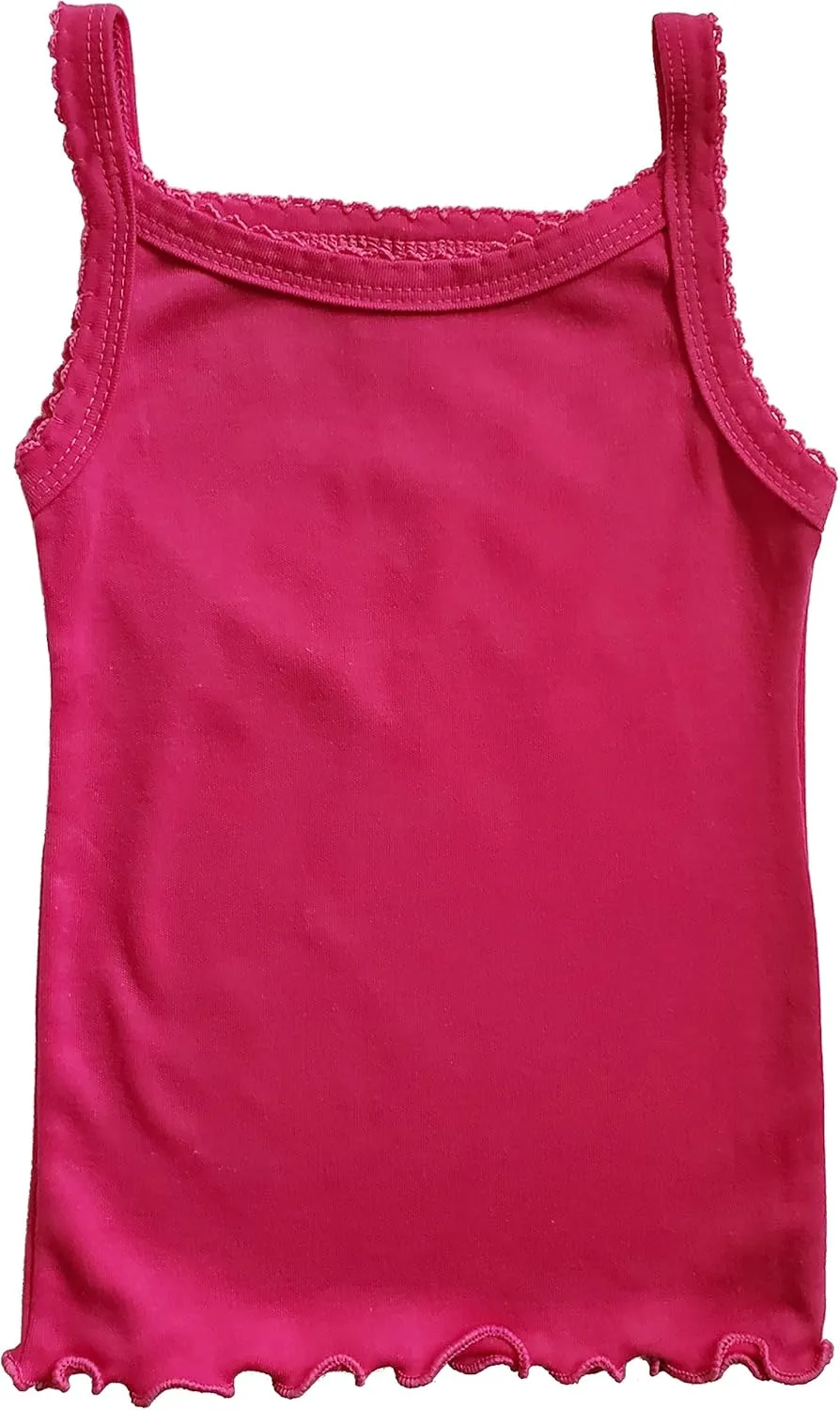Girls Tank Top Camisoles, Pack of 8, White and Floral Print, Sleeveless Cotton Undershirts