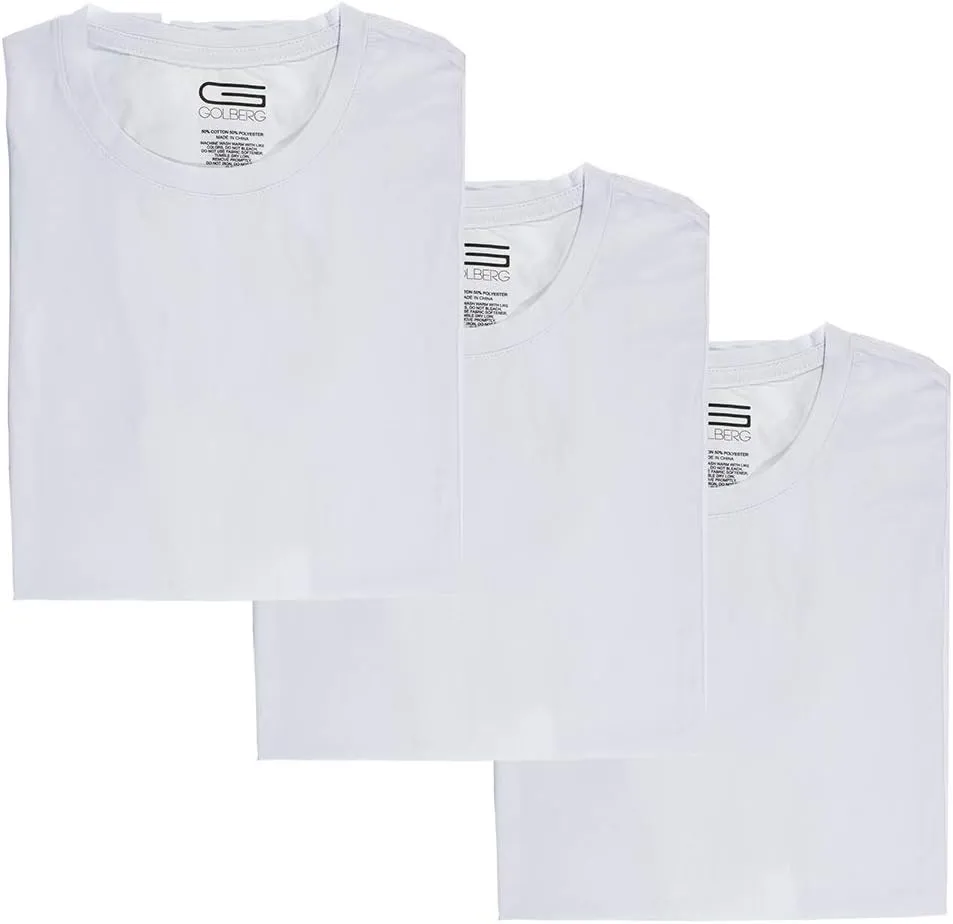 GOLBERG G Mens 3 Pack Short Sleeve V-Neck or Crew Neck Basic Undershirts - Ultra Soft Comfort - Black or White