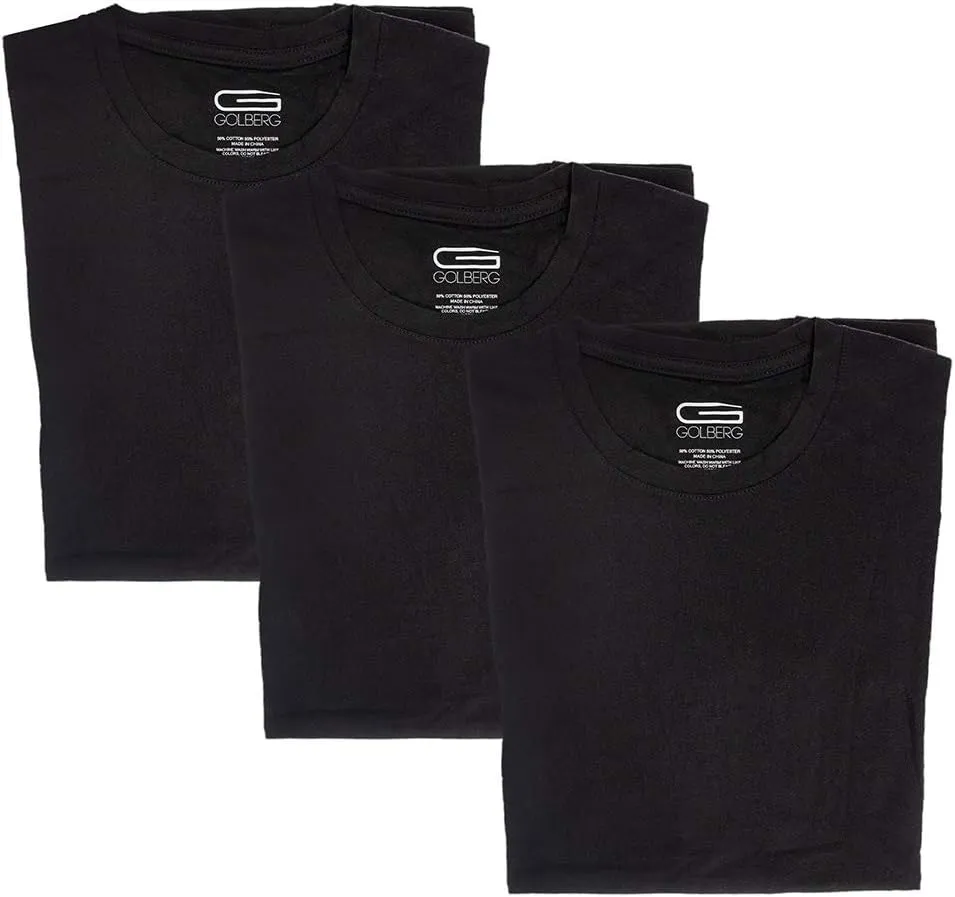 GOLBERG G Mens 3 Pack Short Sleeve V-Neck or Crew Neck Basic Undershirts - Ultra Soft Comfort - Black or White