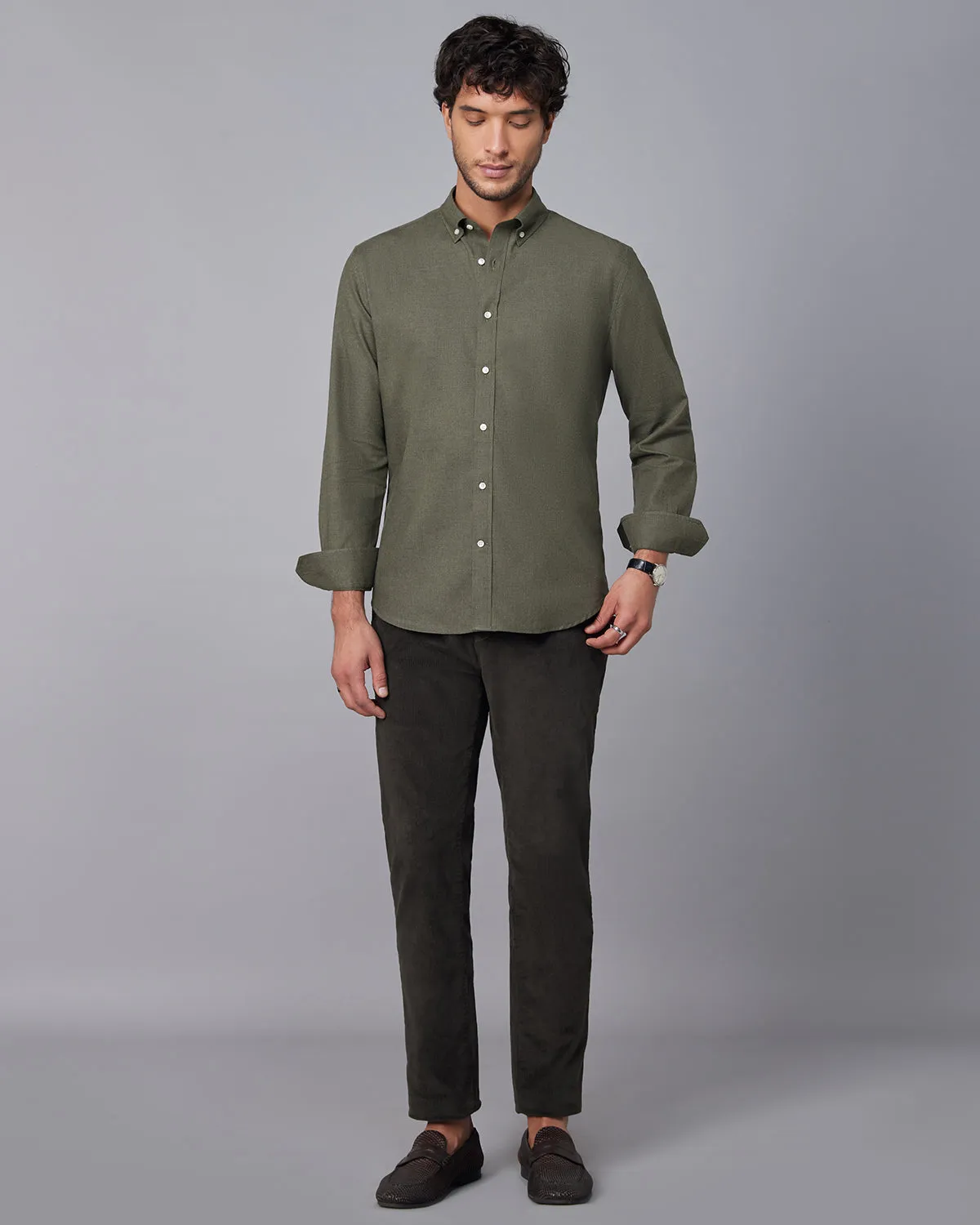 Green Brushed Twill Shirt