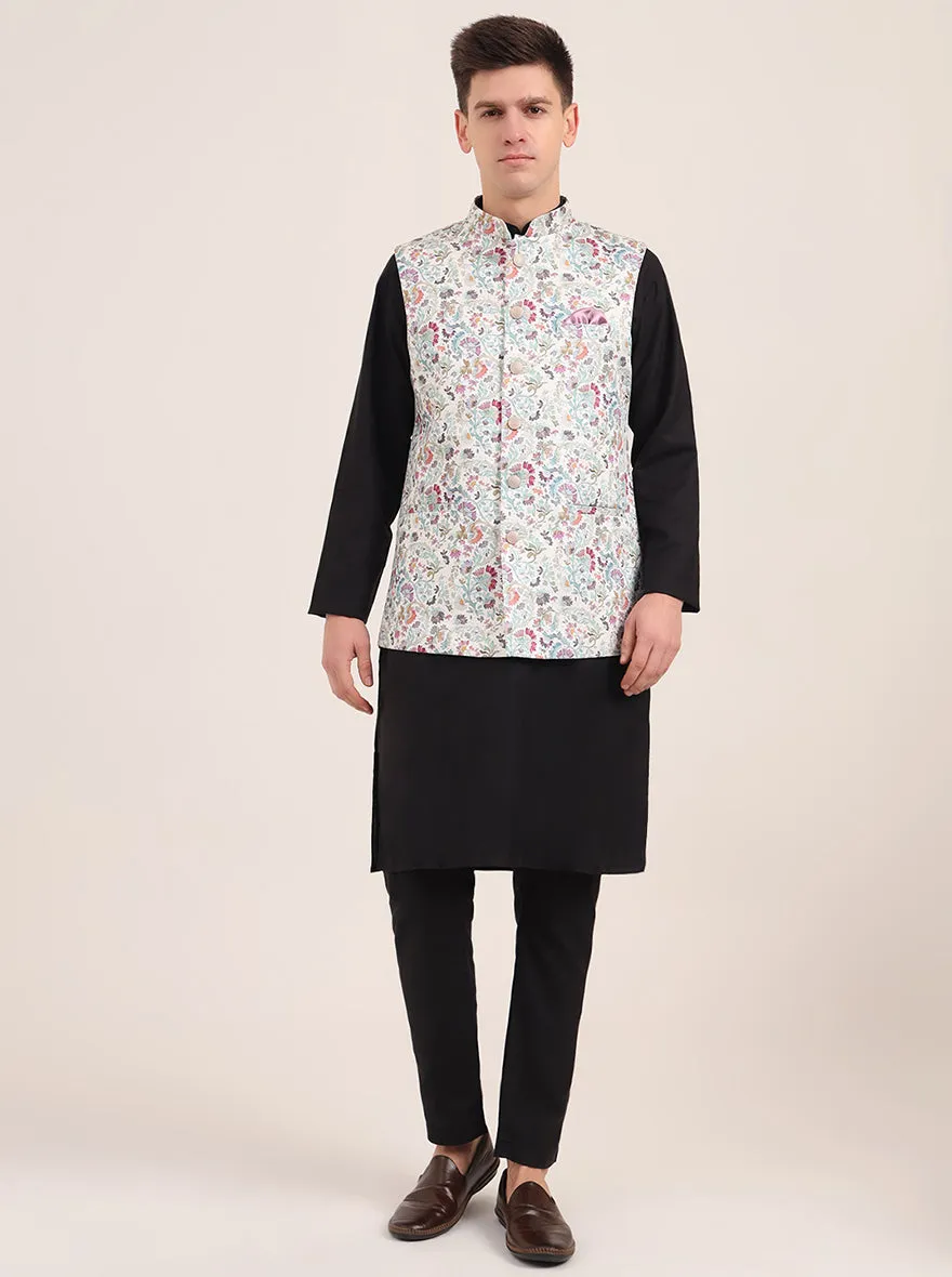 Green Printed Regular Fit Bandhgala Jacket | JB Studio