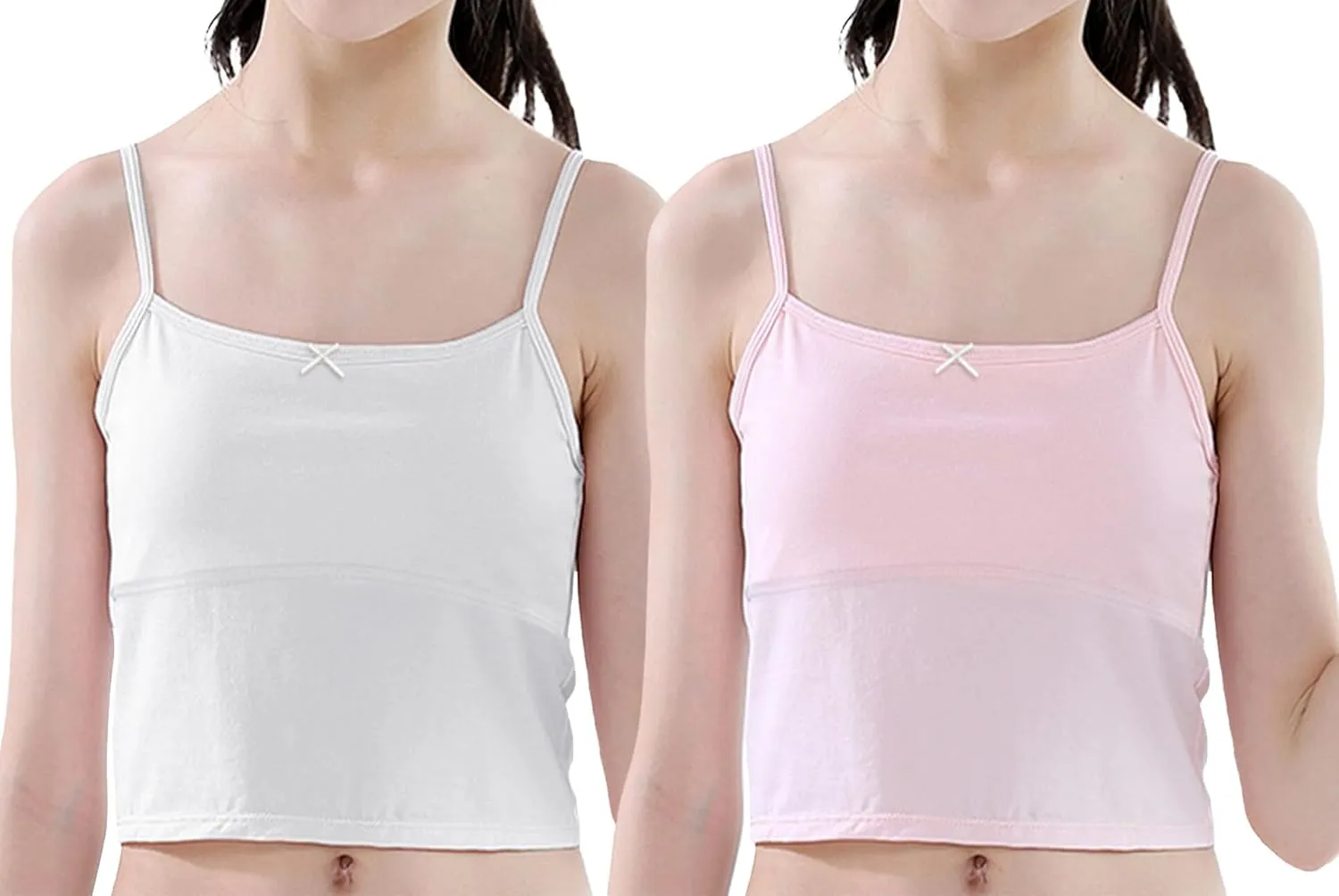 Happy Cherry Training Bras for Girls with Lightly Pads Teen Cotton Camisoles Undershirts Kids Crop Tank Tops Size 7-12 Years