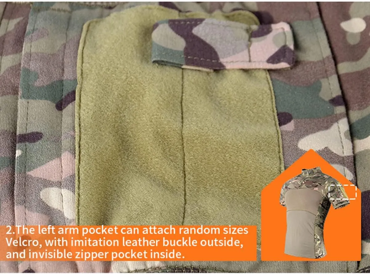 HARGLESMAN Tactical Shirt Airsoft Combat Military BDU Cargo Summer Short Sleeve 1/4 Zip Tops Work Shirts