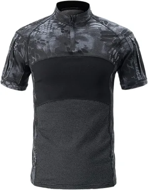 HARGLESMAN Tactical Shirt Airsoft Combat Military BDU Cargo Summer Short Sleeve 1/4 Zip Tops Work Shirts