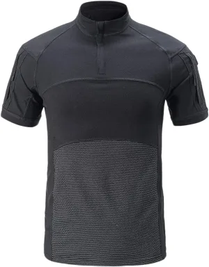 HARGLESMAN Tactical Shirt Airsoft Combat Military BDU Cargo Summer Short Sleeve 1/4 Zip Tops Work Shirts